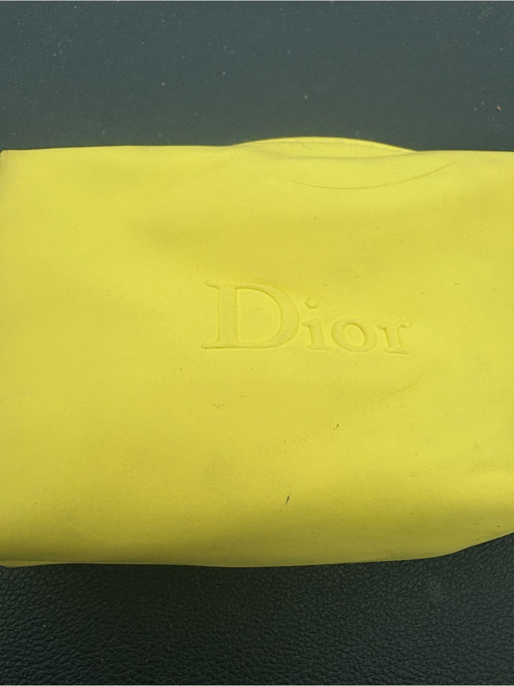 Dior Yellow Embossed Logo Cosmetic Pouch - Picture 1 of 8